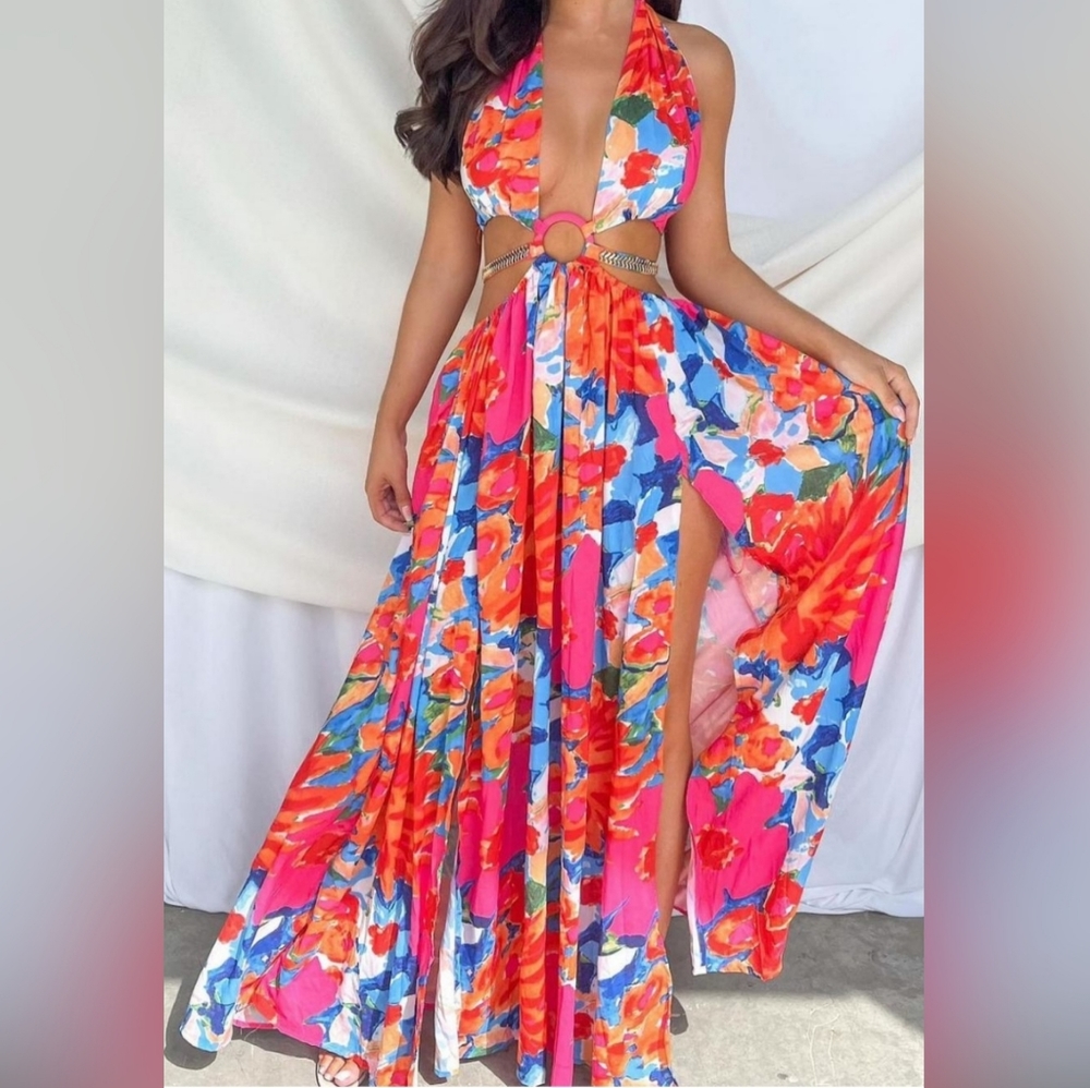Luxxel Floral Multicolor Maxi Dress